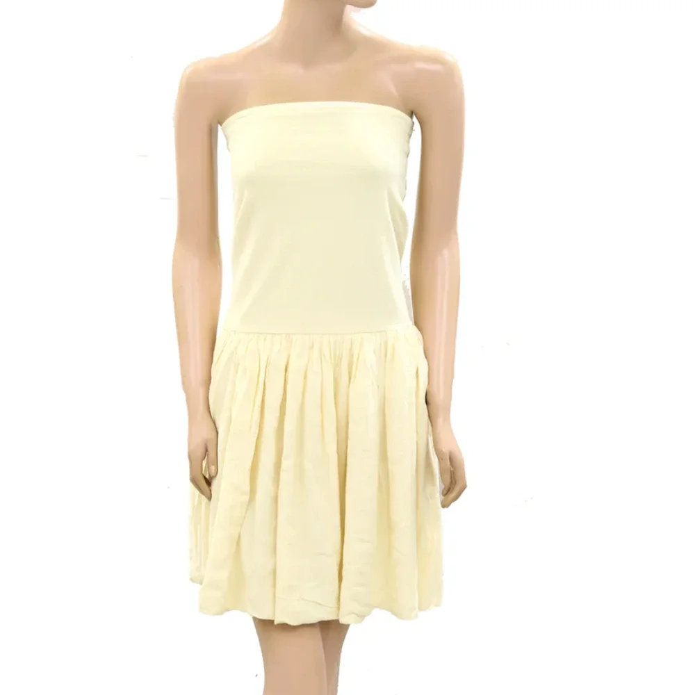 FREE PEOPLE FREE-EST YELLOW ASIA CONVERTIBLE MIDI SKIRT STRAPLESS MINI DRESS M